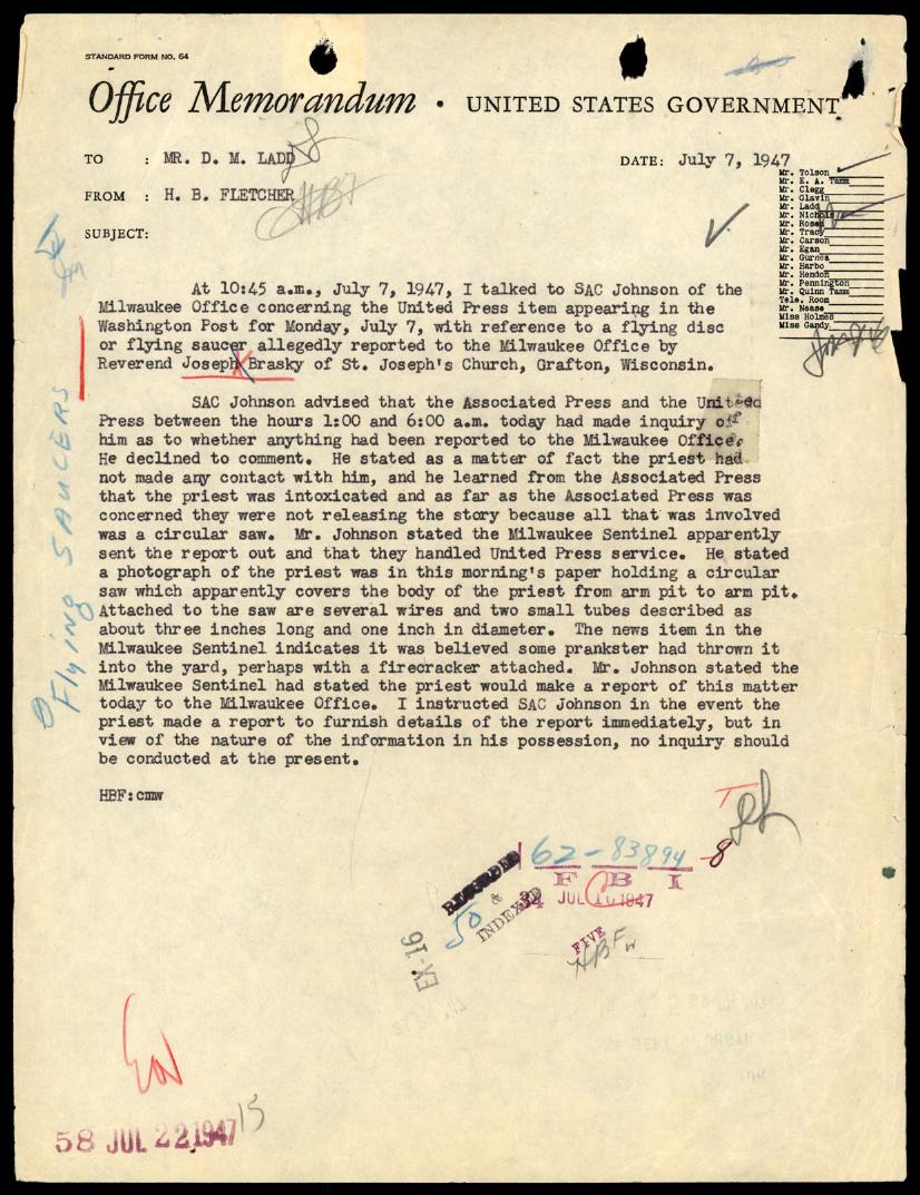 Office Memorandum H.B. Fletcher