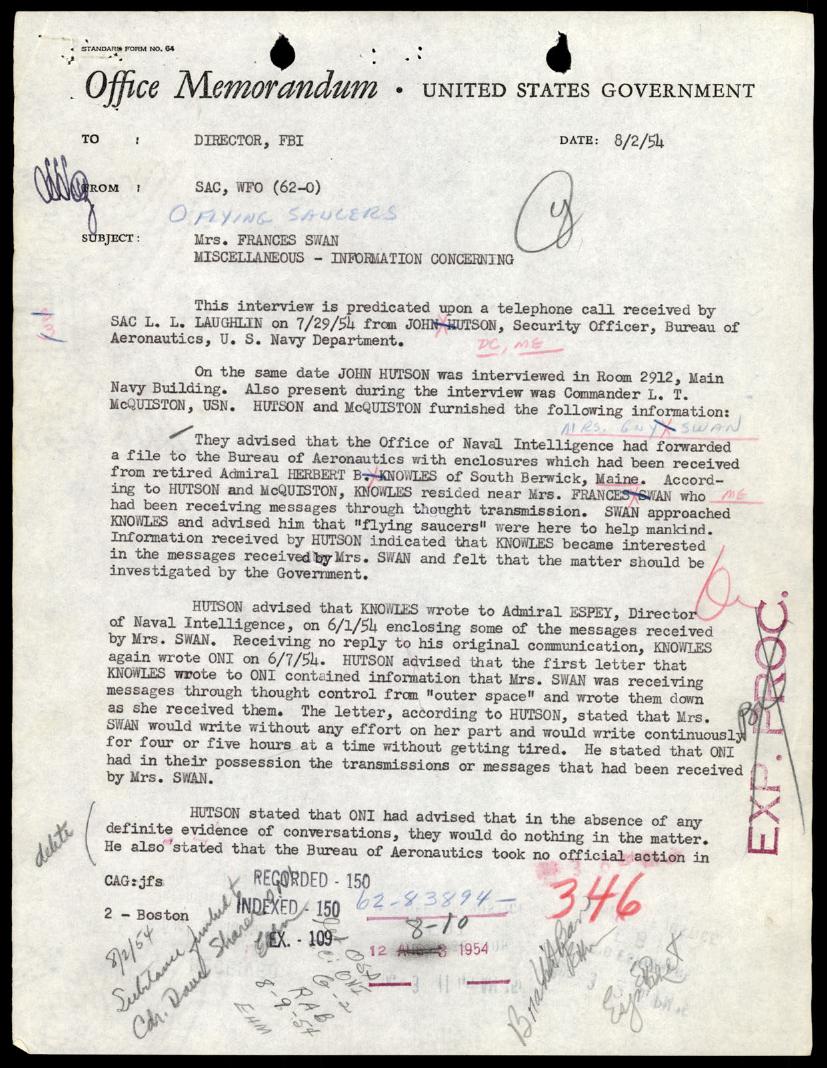 SAC WFO 1954-08-02 Mrs. Swan 報告